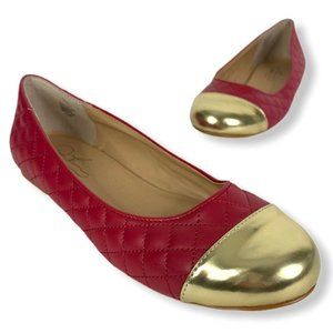 Diane Gilman For Theme Red Cap Toe Ballet Flats